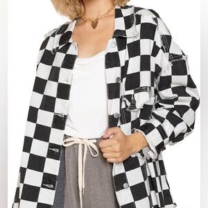 Pol checkered relaxed fit jacket